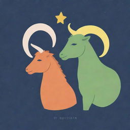 A simple, straight-forward illustration depicting the gay love relationship between Capricorn and Gemini, represented by their respective zodiac symbols warmly embraced.