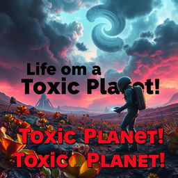 A visually striking YouTube thumbnail depicting life on a planet with a toxic atmosphere