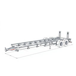 A detailed blueprint or technical drawing of a vehicle transport trailer chassis structure designed specifically for a width of 2