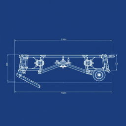 Detailed blueprint of a vehicle transport trailer chassis, measuring 2