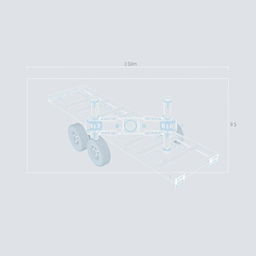 Detailed blueprint of a vehicle transport trailer chassis, measuring 2