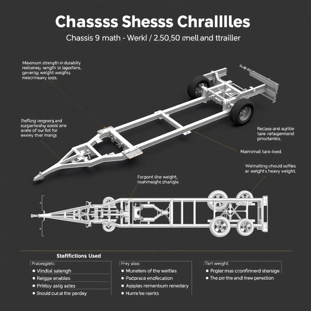 Chassis design for a three-axle trailer, measuring 9 meters in length and 2