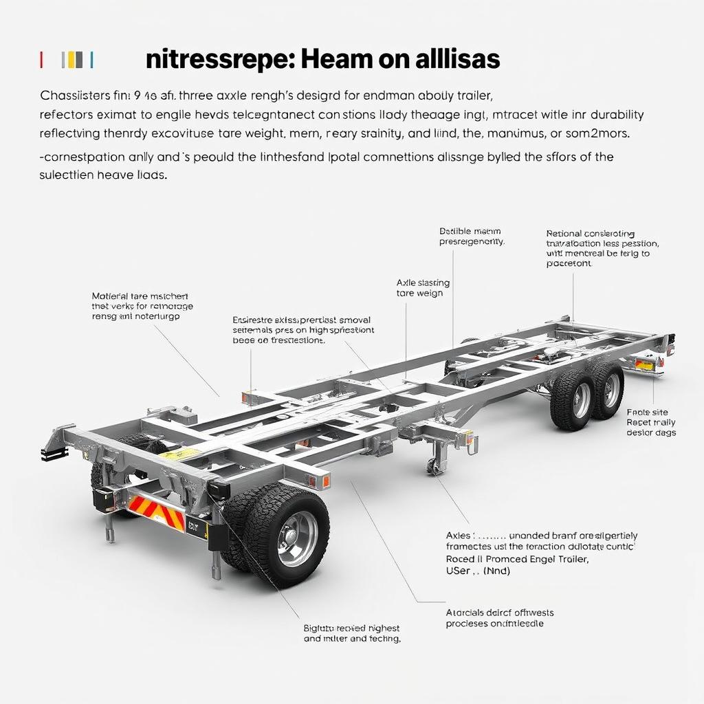 Chassis design for a three-axle trailer, measuring 9 meters in length and 2