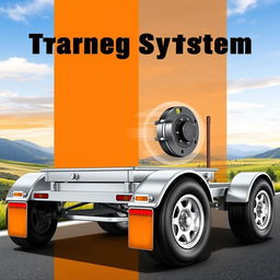 A detailed illustration of a three-axle trailer with a braking system, showcasing its robust structure and design