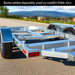 A highly detailed rendering of a three-axle trailer designed specifically for cars with a weight capacity of 3500 kg, featuring an integrated chassis