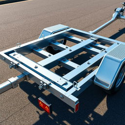 A highly detailed rendering of a three-axle trailer designed specifically for cars with a weight capacity of 3500 kg, featuring an integrated chassis