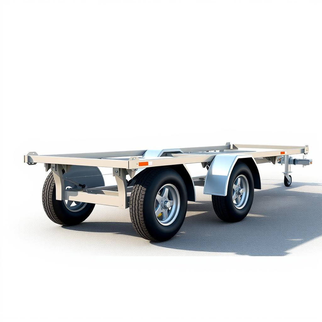 A detailed illustration of a three-axle trailer for cars, measuring 9 meters in length