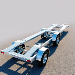 A detailed illustration of a three-axle trailer for cars, measuring 9 meters in length