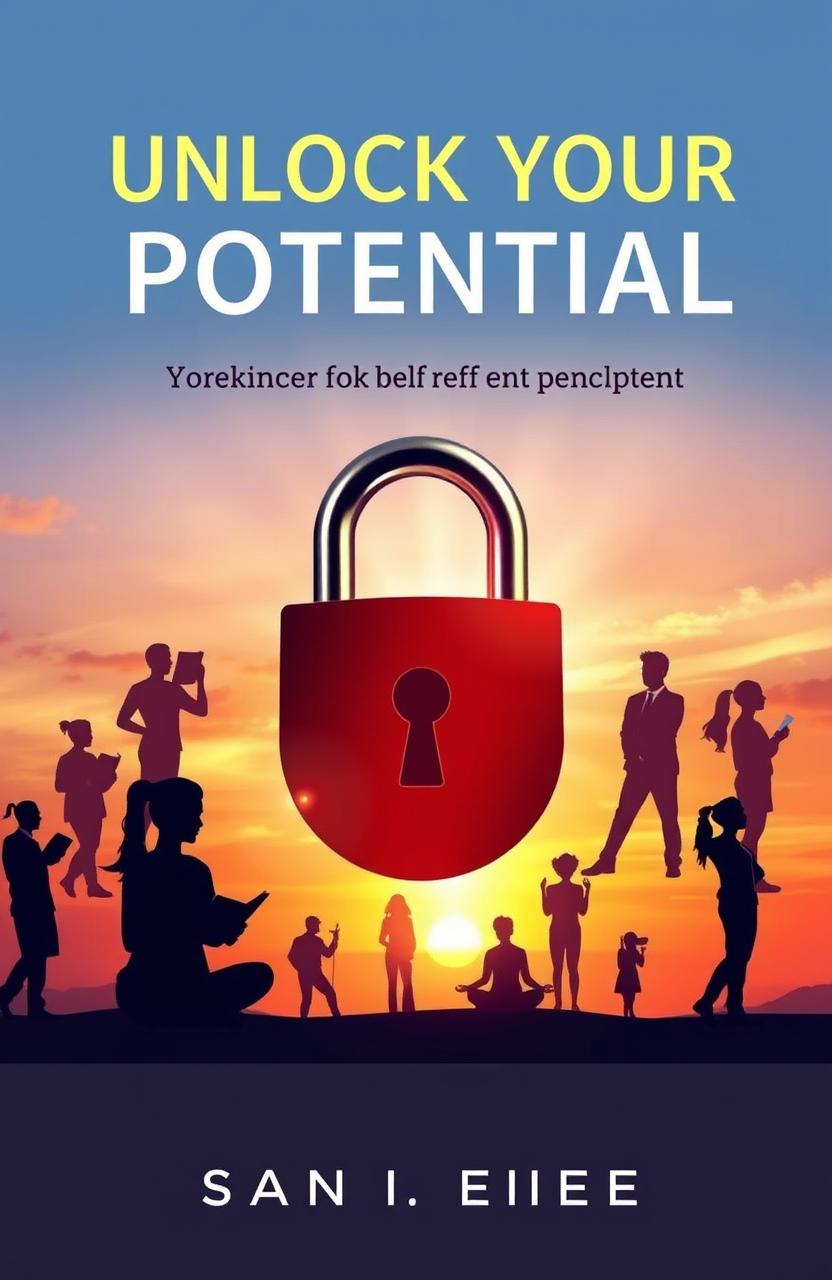 A visually captivating cover for a self-help and personal development book titled 'Unlock Your Potential: A Journey to Self-Help and Personal Development'