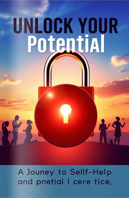 A visually captivating cover for a self-help and personal development book titled 'Unlock Your Potential: A Journey to Self-Help and Personal Development'