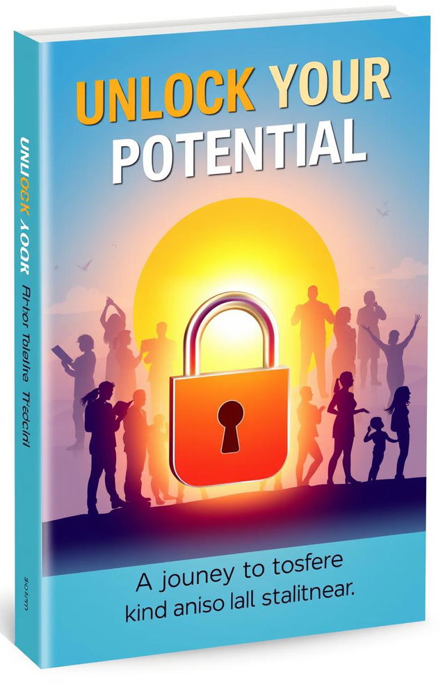 A visually captivating cover for a self-help and personal development book titled 'Unlock Your Potential: A Journey to Self-Help and Personal Development'