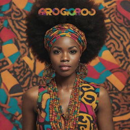 Generate a vibrant view filled with familiar elements of Afro Groove culture; bold colors, dynamic patterns and rhythmic energy, including the set name 'AfroGroovd' appropriate for an Afro House commercial.