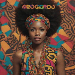 Generate a vibrant view filled with familiar elements of Afro Groove culture; bold colors, dynamic patterns and rhythmic energy, including the set name 'AfroGroovd' appropriate for an Afro House commercial.