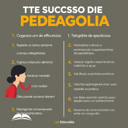 Dicas práticas e eficazes para ter sucesso no curso de pedagogia, como: 1