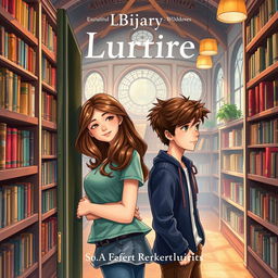 A captivating book cover featuring a girl around 16 years old with brown hair leaning casually against a library shelf