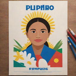 Create a poster showing appreciation to a national Filipino artist. The design should incorporate elements of Filipino culture and art, with a tasteful and simple aesthetic to convey respect and honor.