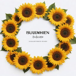 Medium-sized aesthetic sunflowers at the center on a white background, with the phrase 'Se mueren hasta las flores que me das' encircling the sunflowers.