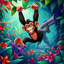 In a vibrant jungle, a brave and intelligent monkey named Francisco is depicted in a colorful and lively scene