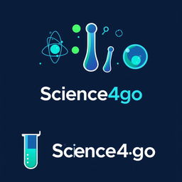 A modern and sleek logo design for 'Science4go', incorporating elements of science like atoms, molecules, and test tubes