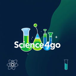 A modern and sleek logo design for 'Science4go', incorporating elements of science like atoms, molecules, and test tubes