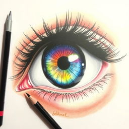 A beautiful, detailed drawing of a single, stunning eye