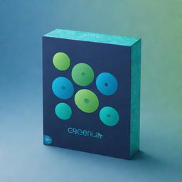 Create a minimalist game box design with a vibrant cell division graphic in the center, surrounded by abstract cellular patterns in varying blue and green hues. The game title is prominently displayed in a modern font.