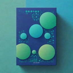 Create a minimalist game box design with a vibrant cell division graphic in the center, surrounded by abstract cellular patterns in varying blue and green hues. The game title is prominently displayed in a modern font.