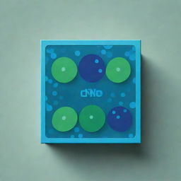 Create a minimalist game box design with a vibrant cell division graphic in the center, surrounded by abstract cellular patterns in varying blue and green hues. The game title is prominently displayed in a modern font.