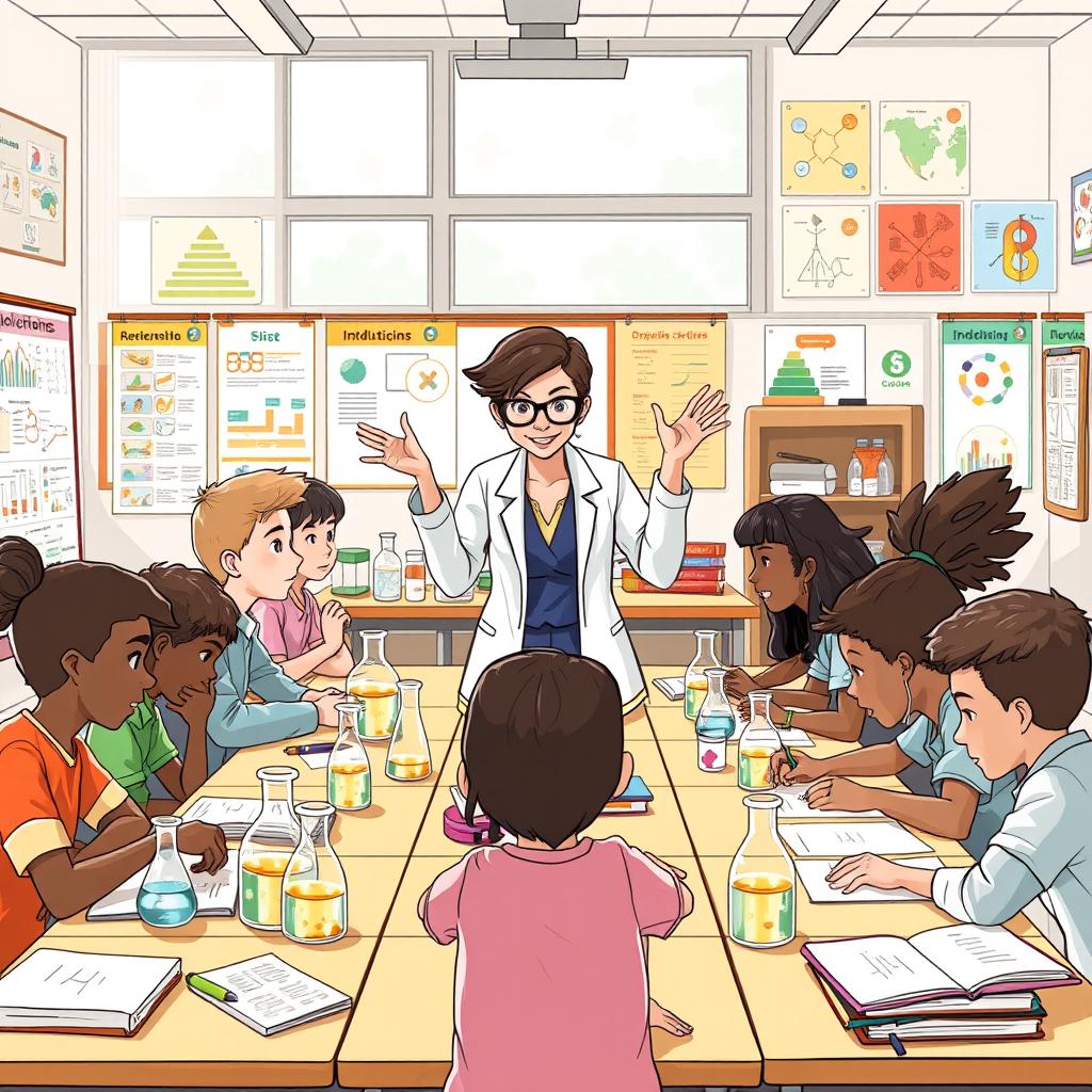 An illustrative scene capturing the essence of inductive reasoning in a classroom environment