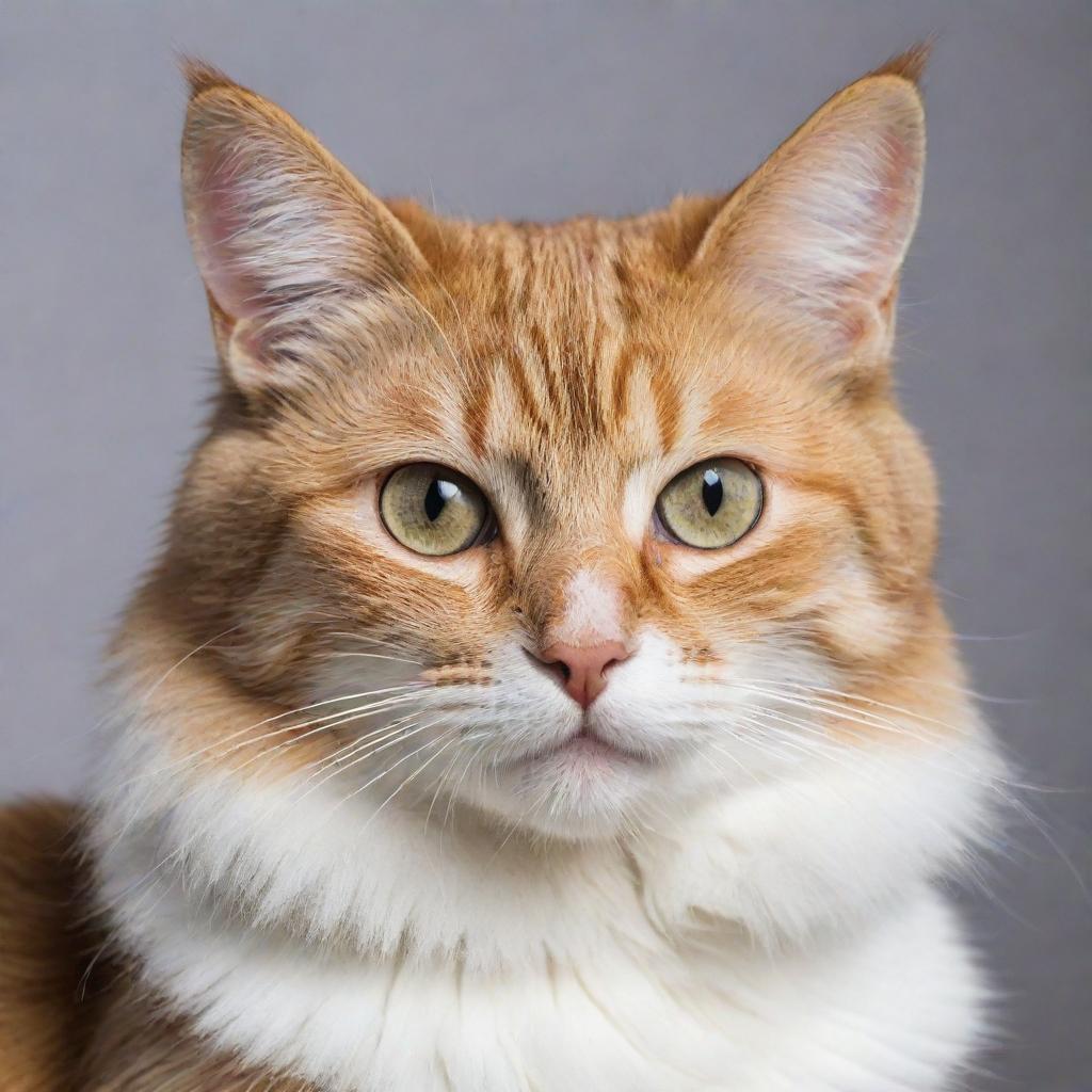 A graceful domestic cat with bright eyes and soft, glossy fur in a playful posture.