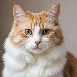 A graceful domestic cat with bright eyes and soft, glossy fur in a playful posture.