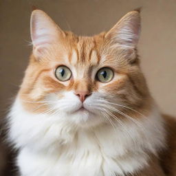 A graceful domestic cat with bright eyes and soft, glossy fur in a playful posture.