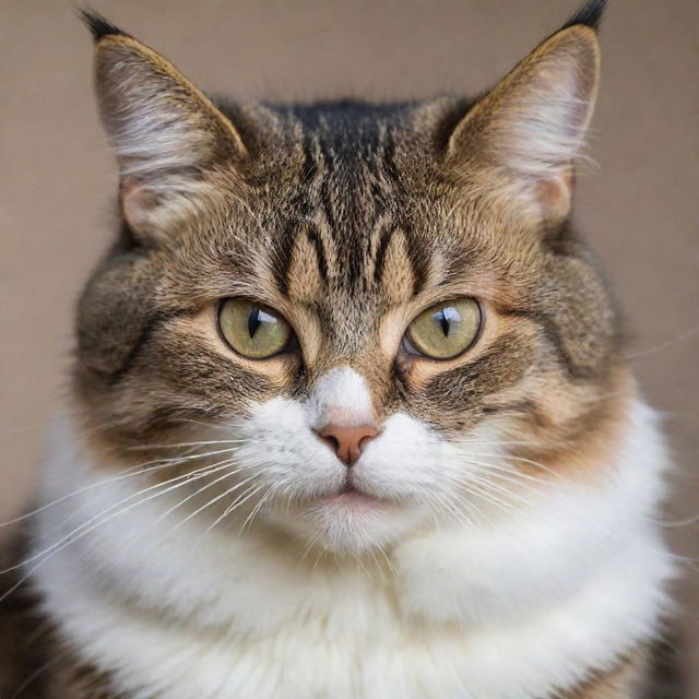 A domestic cat with puffed up fur, arched back, and bright eyes showing an angry expression.