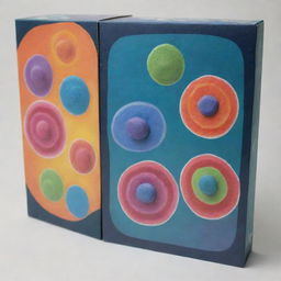 Design a game box showcasing an engaging depiction of cell division or mitosis. Ensure the theme of cells and mitosis is clearly portrayed and strikingly designed.