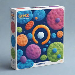 Create a Gen Z style game box design encompassing dynamic visuals of cells, mitosis, and bacteria. The design should have a modernist appeal with the title being bold and appealing to the Gen Z audience.