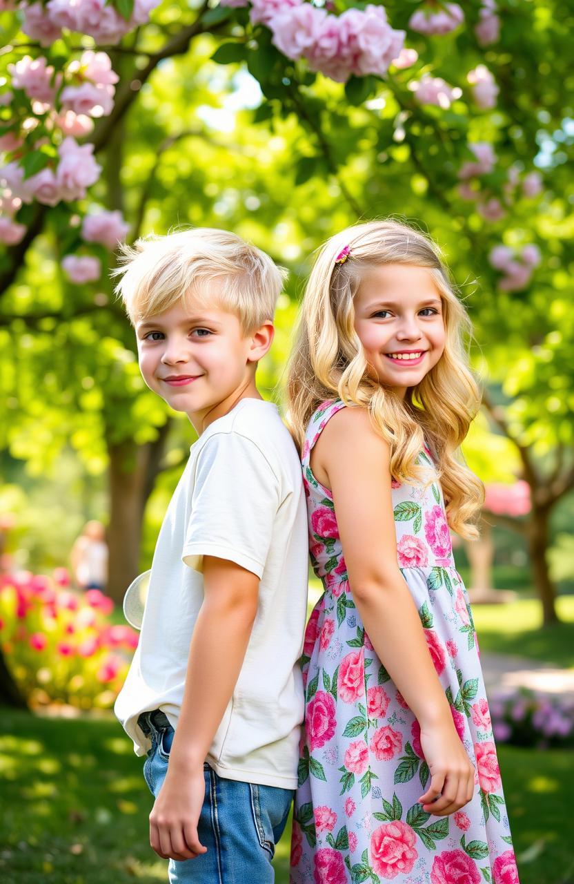 A captivating image of identical twins, a boy and a girl