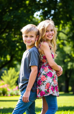 A captivating image of identical twins, a boy and a girl