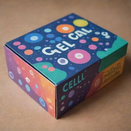 Design a game box for 'CELL-LAY', a game about cells, mitosis, and bacteria. Feature vibrant and captivating graphics of these elements in a way that mirrors the game's intrigue and excitement.