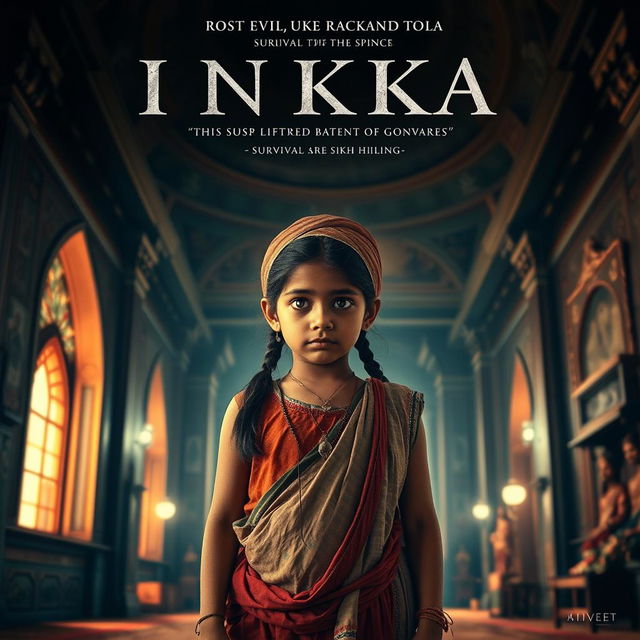 A dramatic movie poster depicting an 8-year-old Indian girl standing inside a gurdwara, symbolizing resilience and hope following the 1984 Sikh riots