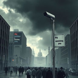 A dystopian scene inspired by George Orwell's '1984'