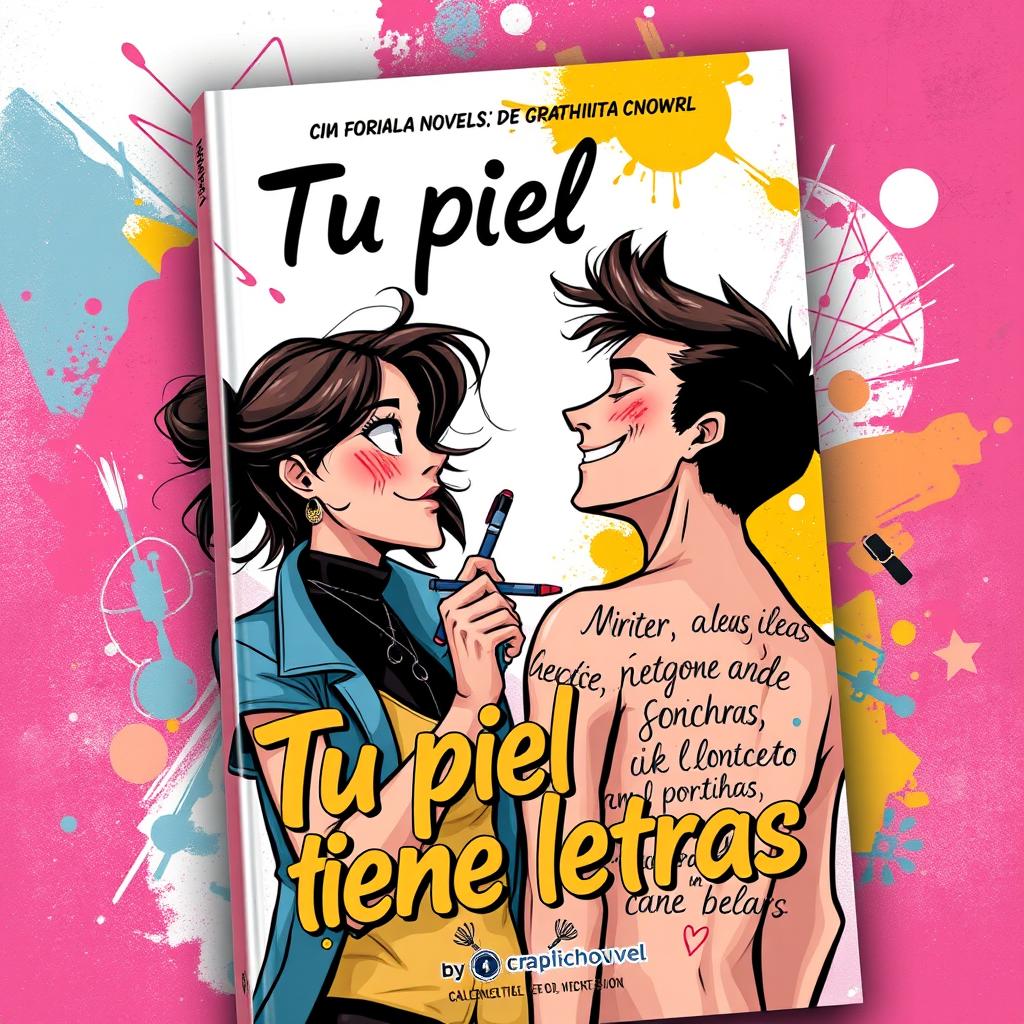 An engaging book cover illustration for the graphic novel titled "Tu piel tiene letras"