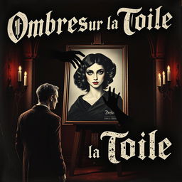 A vintage 1920s silent horror film poster for "Ombres sur la Toile" (Shadows on the Canvas)