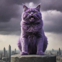 The evil, towering, purple cat standing atop the world, overlooking its conquering army, a triumphant snarl on its face as the world rests under its paw.