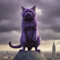 The evil, towering, purple cat standing atop the world, overlooking its conquering army, a triumphant snarl on its face as the world rests under its paw.