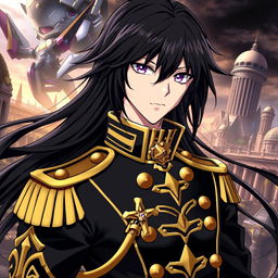 A striking illustration of Lelouch vi Britannia, the iconic character from 'Code Geass'