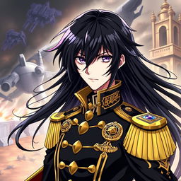 A striking illustration of Lelouch vi Britannia, the iconic character from 'Code Geass'