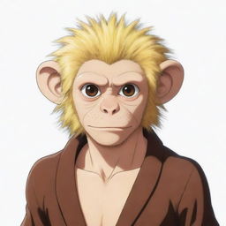 Illustrate a mink monkey character from the anime One Piece, featuring distinct yellowish hair and deep black eyes.