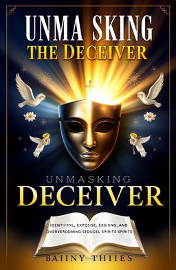 A visually captivating cover for a Christian ebook titled 'Unmasking the Deceiver'