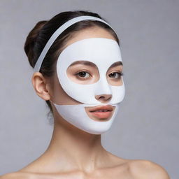 An innovative headset combined with a facial mask designed for applying makeup, enhanced with smart technology features.