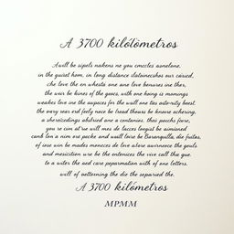 The piece titled 'A 3700 kilómetros' encapsulates the essence of a long-distance relationship between Wichita, USA and Barranquilla, Colombia